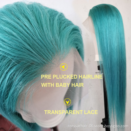 Hot Sale 613 Blonde blue Human Hair Lace Front Wigs 100% Pre Plucked Transparent HD Lace Frontal Wig Colored Brazilian Hair Wig